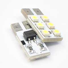 W5W 12V T10 W2,1x9,5d LED 6xSMD3528 ΛΕΥΚΟ (ΚΑΡΦΩΤΟ ΑΚΑΛΥΚΟ) BLISTER 2ΤΕΜ.