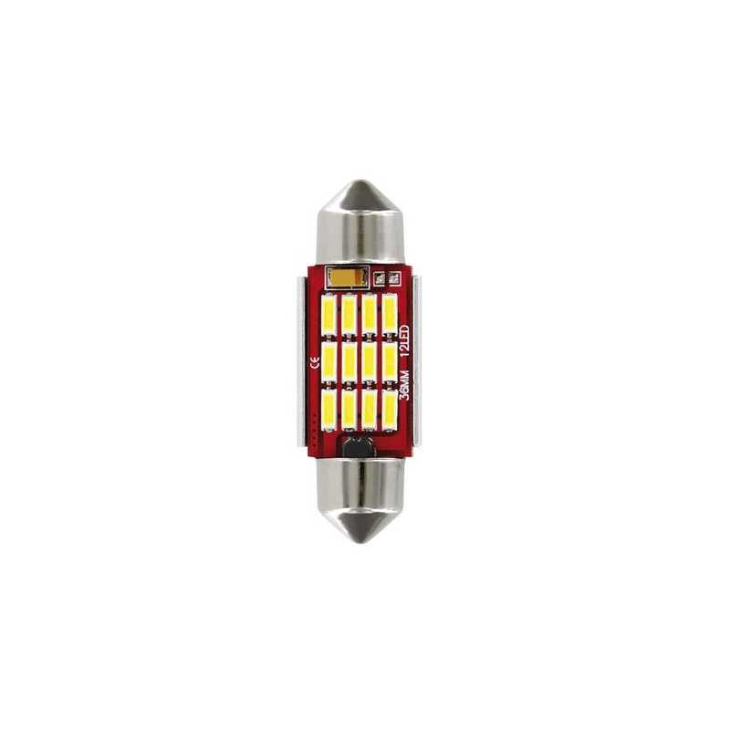 ΛΑΜΠΑΚΙ ΠΛΑΦΟΝΙΕΡΑΣ 12V 12x36mm 150lm ΛΕΥΚΟ MEGA-LED12 (ΔΙΠΛΗΣ ΠΟΛΙΚΟΤΗΤΑΣ- CAN-BUS) BLISTER 1ΤΕΜ.