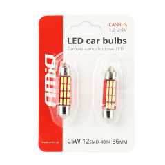 ΛΑΜΠΑΚΙΑ ΠΛΑΦΟΝΙΕΡΑΣ 36mm 12V 5.600K 12xSMD 4014 LED CAN-BUS  AMIO - 2 ΤΕΜ.