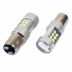 P21/5W BA15d 12/24V 24xSMD 3030 6.000K LED CAN-BUS 15SMD 2835 AMIO -2 ΤΕΜ.