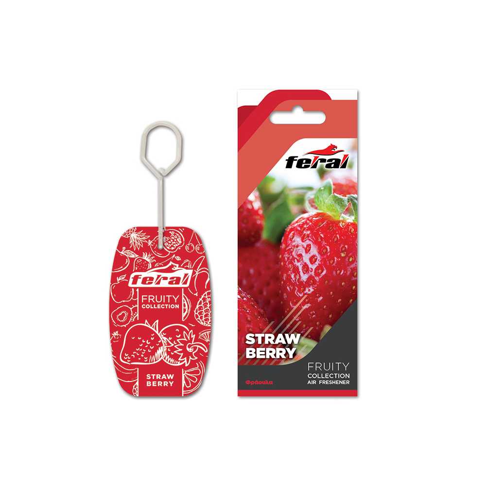 Αρωματικό Αυτοκινήτου Κρεμαστό Feral Fruity Collection Strawberry 1 Τεμάχιο