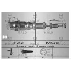 MALO Ελαστικοί σωλήνες φρένων (μαρκούτσια) 80349 PEUGEOT, CITROEN, RC