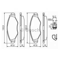 BOSCH Σετ τακάκια 0 986 494 039 BOSCH, CITROEN, PEUGEOT, SW