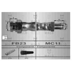 MALO Ελαστικοί σωλήνες φρένων (μαρκούτσια) 8528 CITROEN, PEUGEOT, VD, II, KAT, GTI