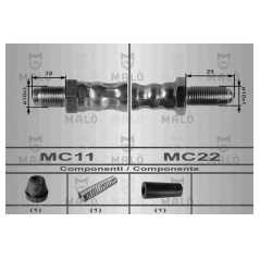 MALO Ελαστικοί σωλήνες φρένων (μαρκούτσια) 8605 FIESTA III (GFJ) 1989-1997