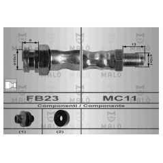 MALO Ελαστικοί σωλήνες φρένων (μαρκούτσια) 8606 PALIO (178BX) 1996, SIENA (178_) 1996-2003