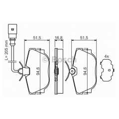 BOSCH Σετ τακάκια 0 986 494 051 BOSCH, VW, TRANSPORTER, IV, TD, TDI, VR