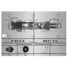 MALO Ελαστικοί σωλήνες φρένων (μαρκούτσια) 80448 DOBLO (119) 2001