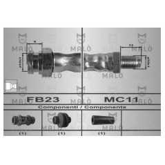MALO Ελαστικοί σωλήνες φρένων (μαρκούτσια) 80185 159 (939) 2005-2011