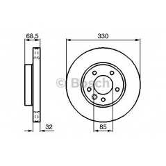 BOSCH Δισκόπλακα 0 986 479 250 CAYENNE (955) 2002-2010, TOUAREG (7P5) 2010