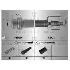 MALO Ελαστικοί σωλήνες φρένων (μαρκούτσια) 80354 TOURNEO CONNECT 2002
