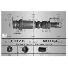 MALO Ελαστικοί σωλήνες φρένων (μαρκούτσια) 80450 GALAXY (WA6) 2006, MONDEO IV (BA7) 2007, MAX (WA6) 2006