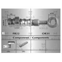 MALO Ελαστικοί σωλήνες φρένων (μαρκούτσια) 80478 EXCEL II (LC) 2000-2005