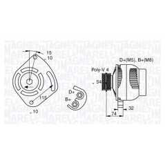 MAGNETI MARELLI Δυναμό & Εναλλάκτης Ρεύματος 063377011010 500 (312) 2007, BRAVO II (198) 2006, IDEA 2003, LINEA (323) 2007, PAND