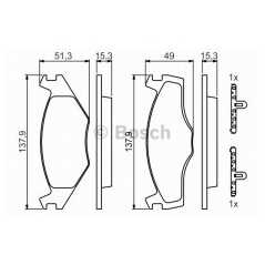 BOSCH Σετ τακάκια 0 986 468 871 IBIZA II (6K1) 1993-1999, GOLF I (17) 1974-1985, PASSAT (32) 1973-1981, PASSAT (32B) 1979-1989, 