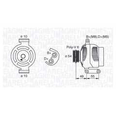 MAGNETI MARELLI Δυναμό & Εναλλάκτης Ρεύματος 063377494010 500 (312) 2007, 500 C (312) 2009, IDEA 2003, PUNTO (188) 1999, MUSA (3