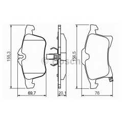 BOSCH Σετ τακάκια 0 986 424 707 ZAFIRA (F75) 1999, ASTRA H (L48) 2004, ASTRA H GTC (L08) 2005, CORSA D 2006, MERIVA 2003-2010, M