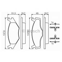 BOSCH Σετ τακάκια 0 986 468 873 IBIZA II (6K1) 1993-1999, TOLEDO I (1L) 1991-1999, CADDY I (14) 1979-1992, GOLF I (17) 1974-1985