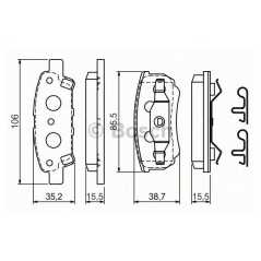 BOSCH Σετ τακάκια 0 986 424 814 CROSSER (EP_) 2007, CROSSER ENTERPRISE 2009, C4 AIRCROSS 2010, LANCER SPORTBACK (CX_A) 2008, OUT