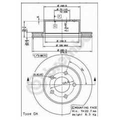 BRECO Δισκόπλακα BS 8383 CHEROKEE (XJ) 1984-2001, GRAND CHEROKEE I (ZJ) 1991-1999, WRANGLER II (TJ) 1996-2008