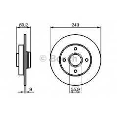 BOSCH Δισκόπλακα 0 986 479 255 C3 II 2009, C4 CACTUS 2014, C4 I (LC_) 2004, DS3 2009, 2008 2013, 207 CC (WD_) 2007, 207 SW (WK_)