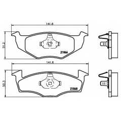 HELLA PAGID Σετ τακάκια 8DB 355 007-891 AROSA (6H) 1997-2004, FABIA 2006, FABIA (6Y2) 1999-2008, POLO (6N1) 1994-1999, POLO (6N2