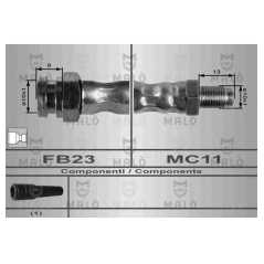 MALO Ελαστικοί σωλήνες φρένων (μαρκούτσια) 8390 505 (551A) 1979-1995, 604 (561A_) 1977-1987, 18 (134_) 1978-1993, 20 (127_) 1975