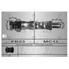 MALO Ελαστικοί σωλήνες φρένων (μαρκούτσια) 8350 145 (930) 1994-2001, 146 (930) 1994-2001, 155 (167) 1992-1997, 164 (164) 1987-19