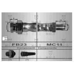 MALO Ελαστικοί σωλήνες φρένων (μαρκούτσια) 8481 PUNTO (176) 1993-1999, Y (840A) 1995-2003