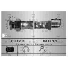 MALO Ελαστικοί σωλήνες φρένων (μαρκούτσια) 8355 REGATA (138) 1983-1990, RITMO I (138A) 1978-1987, RITMO II (138A) 1982-1988, IBI