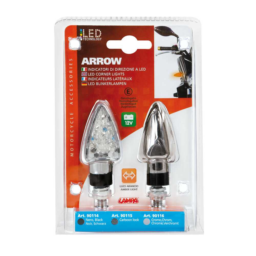 ΦΛΑΣ MOTO ARROW 12V LED 63x25mm ΧΡΩΜΙΟ LAMPA - 2 TEM.