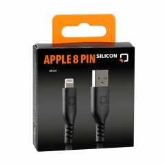 ΚΑΛΩΔΙΟ ΦΟΡΤΙΣΗΣ & ΜΕΤΑΦΟΡΑΣ ΔΕΔΟΜΕΝΩΝ USB A APPLE 8PIN 3000mA/18W ΣΙΛΙΚΟΝΗΣ ΜΑΥΡΟ 20cm OPTILINE LAMPA - 1 TEM.