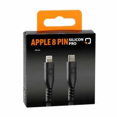 ΚΑΛΩΔΙΟ ΦΟΡΤΙΣΗΣ USB TYPE C APPLE 8PIN 3000mA/60W (PD POWER DELIVERY) ΣΙΛΙΚΟΝΗΣ ΜΑΥΡΟ 20cm OPTILINE LAMPA - 1 TEM.