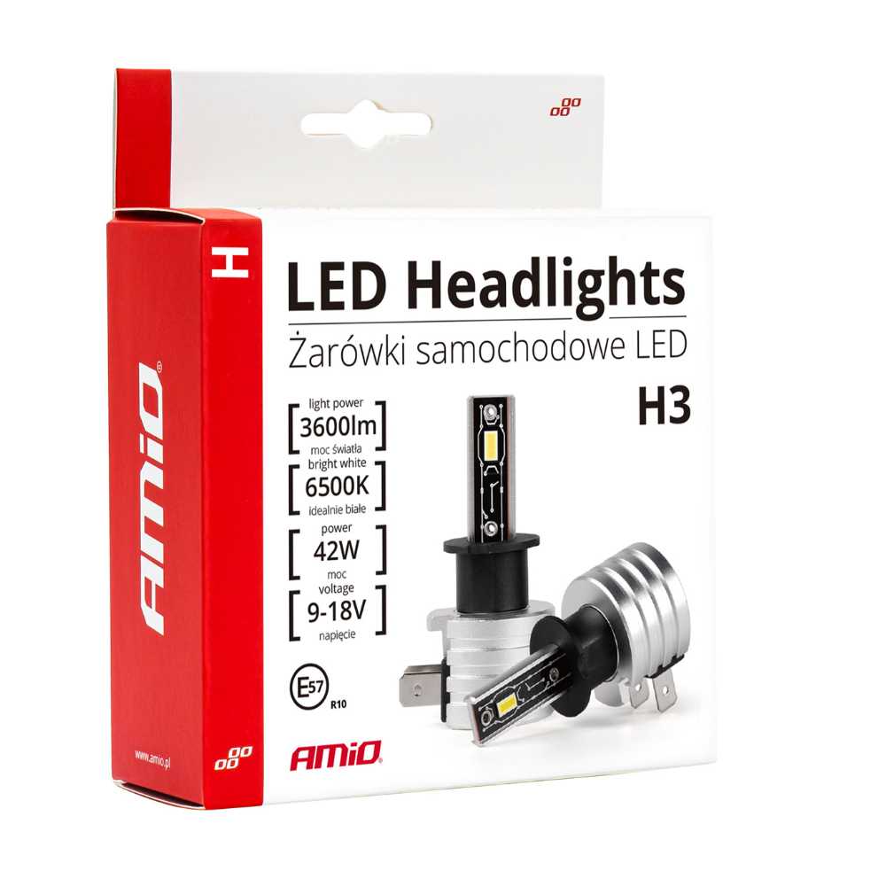 ΛΑΜΠΕΣ LED H3 H-SERIES 918V 42W 6500K 3600lm +200% CSP LED  AMiO - 2 TEM. 